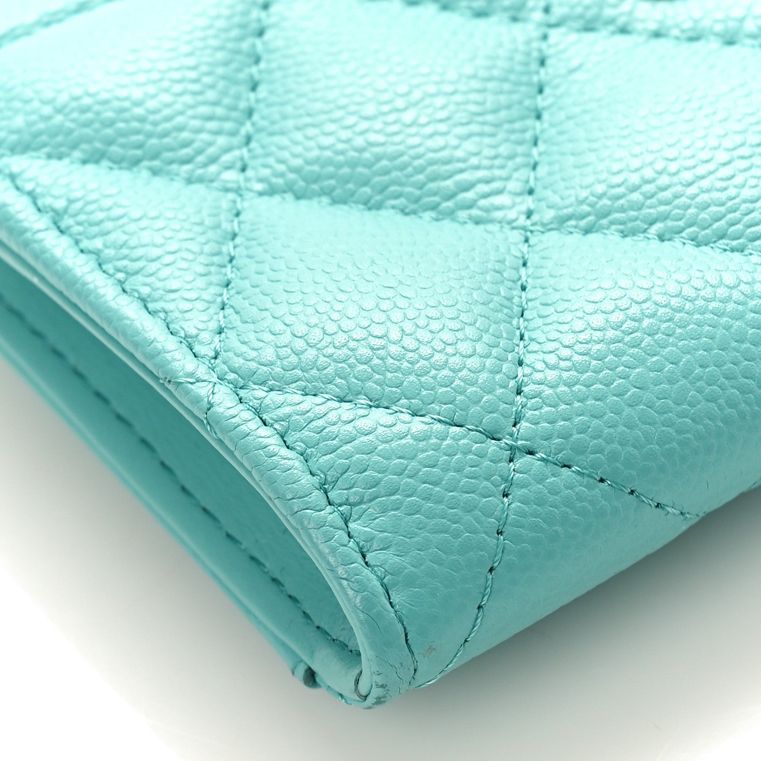 Chanel Caviar Quilted CC Zip Around Card Holder Blue 7 of 9
