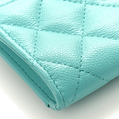 Chanel Caviar Quilted CC Zip Around Card Holder Blue 7 of 9