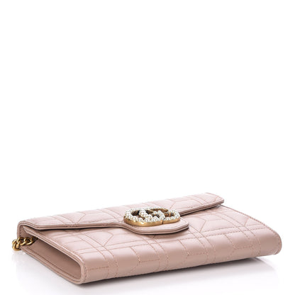 Gucci Calfskin Matelasse Mini Pearly GG Marmont Chain Wallet Porcelain Rose 4 of 7