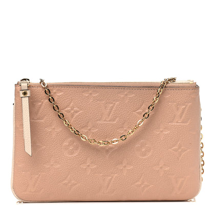 Louis Vuitton Empreinte Double Zip Pochette Beige Rose Creme 1 of 9
