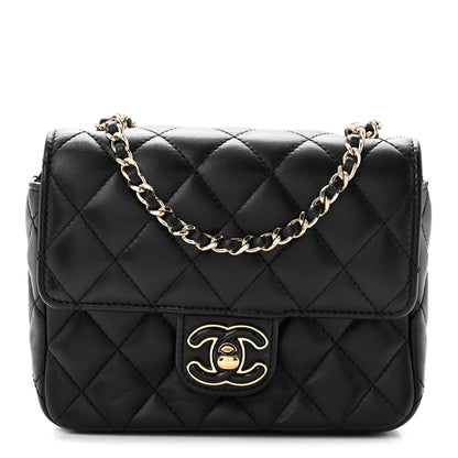 Chanel Lambskin Resin Quilted Mini Heart Square Flap Black 1 of 9