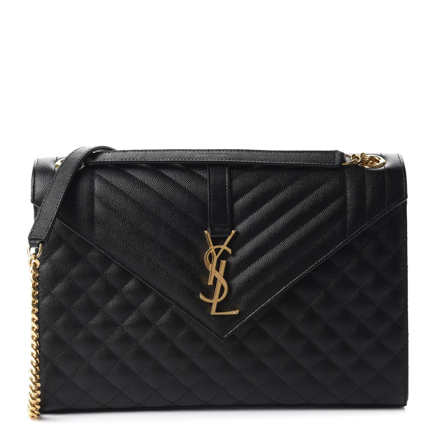 Saint Laurent Grain De Poudre Textured Mixed Matelasse Large Triquilt Monogram Satchel Black 1 of 12