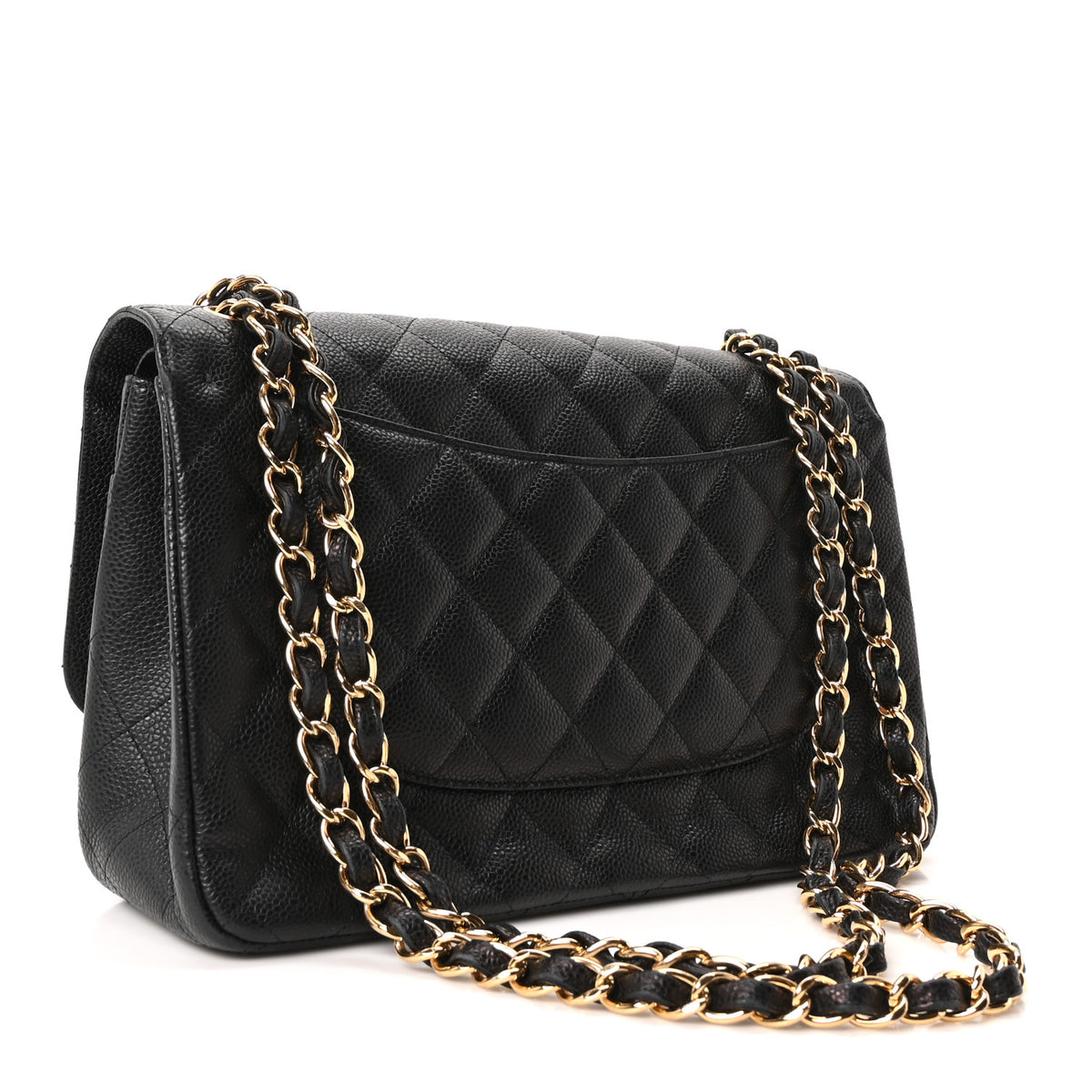 Caviar Quilted Jumbo Double Flap Black