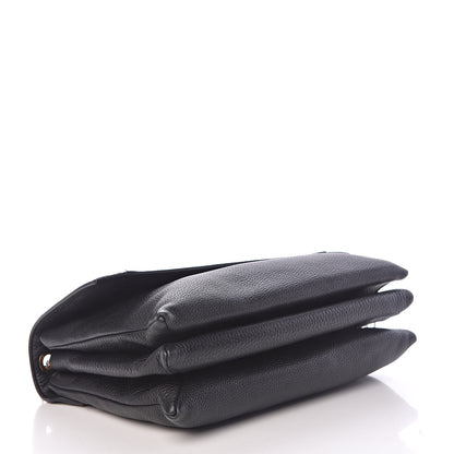 Lanvin Ostrich Calfskin Embossed Medium Sugar Flap Shoulder Bag Black Blue 4 of 14