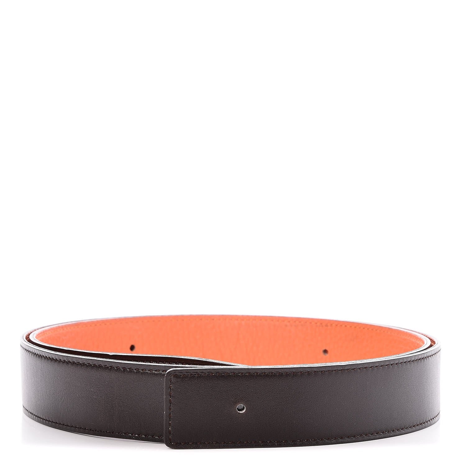 Hermes Box Togo 32mm Belt Strap 100 Chocolate Orange 1 of 8