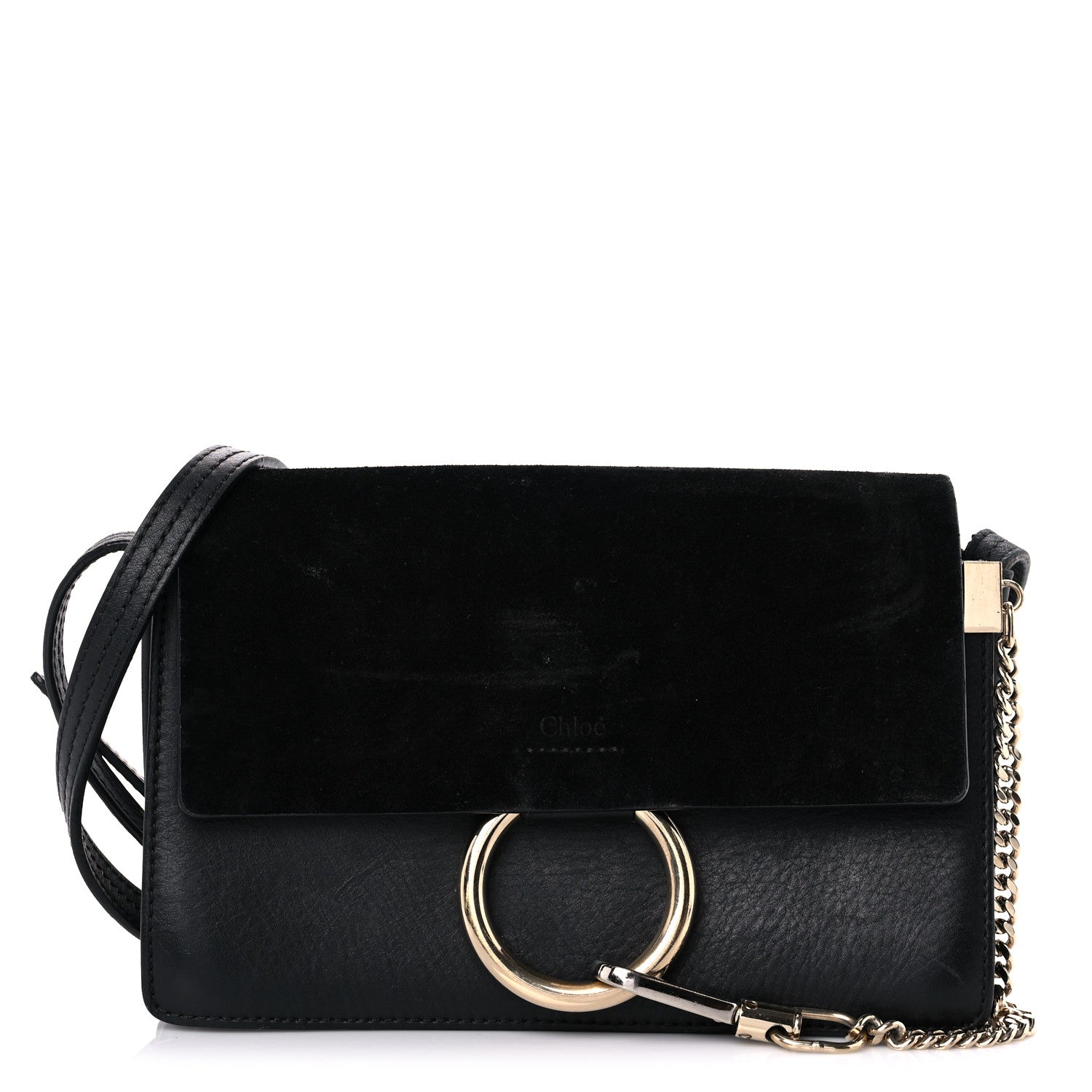 Chloe Suede Calfskin Small Faye Shoulder Bag Black 1 of 18