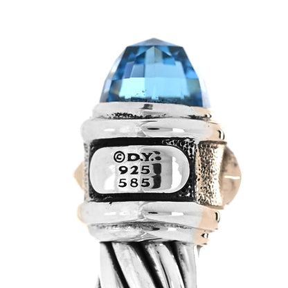 David Yurman Sterling Silver 14K Yellow Gold Hampton Blue Topaz Iolite 7mm Cable Renaissance Bracelet 4 of 5