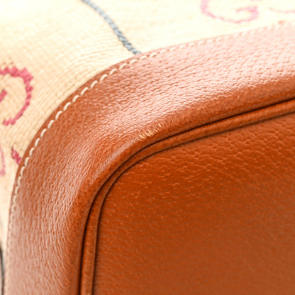 Gucci Straw Jacquard Dollar Calfskin GG Monogram Large Shopping Tote Natural Multicolor 13 of 13