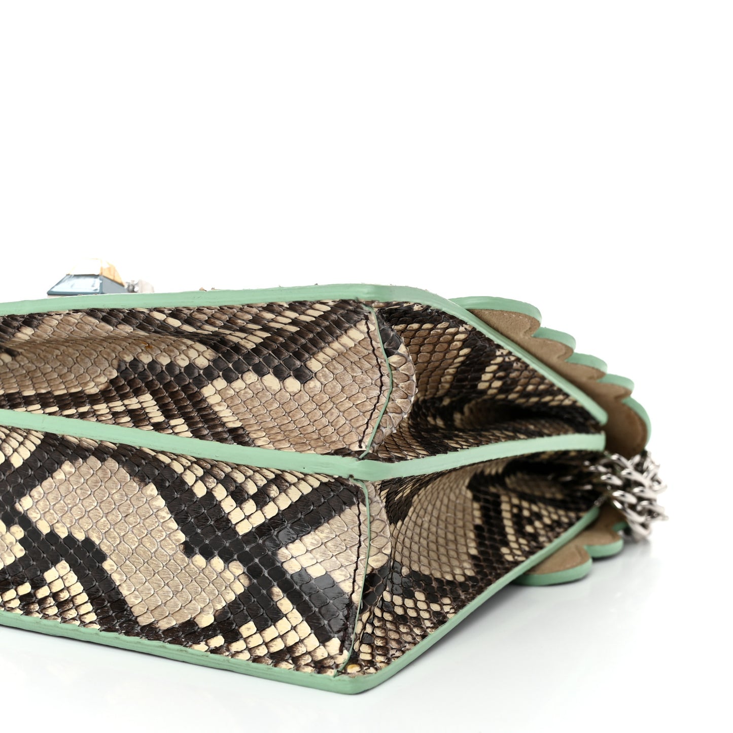 Snakeskin Scalloped Studded Kan I Shoulder Bag Borchie Borchie Pavone Makeup