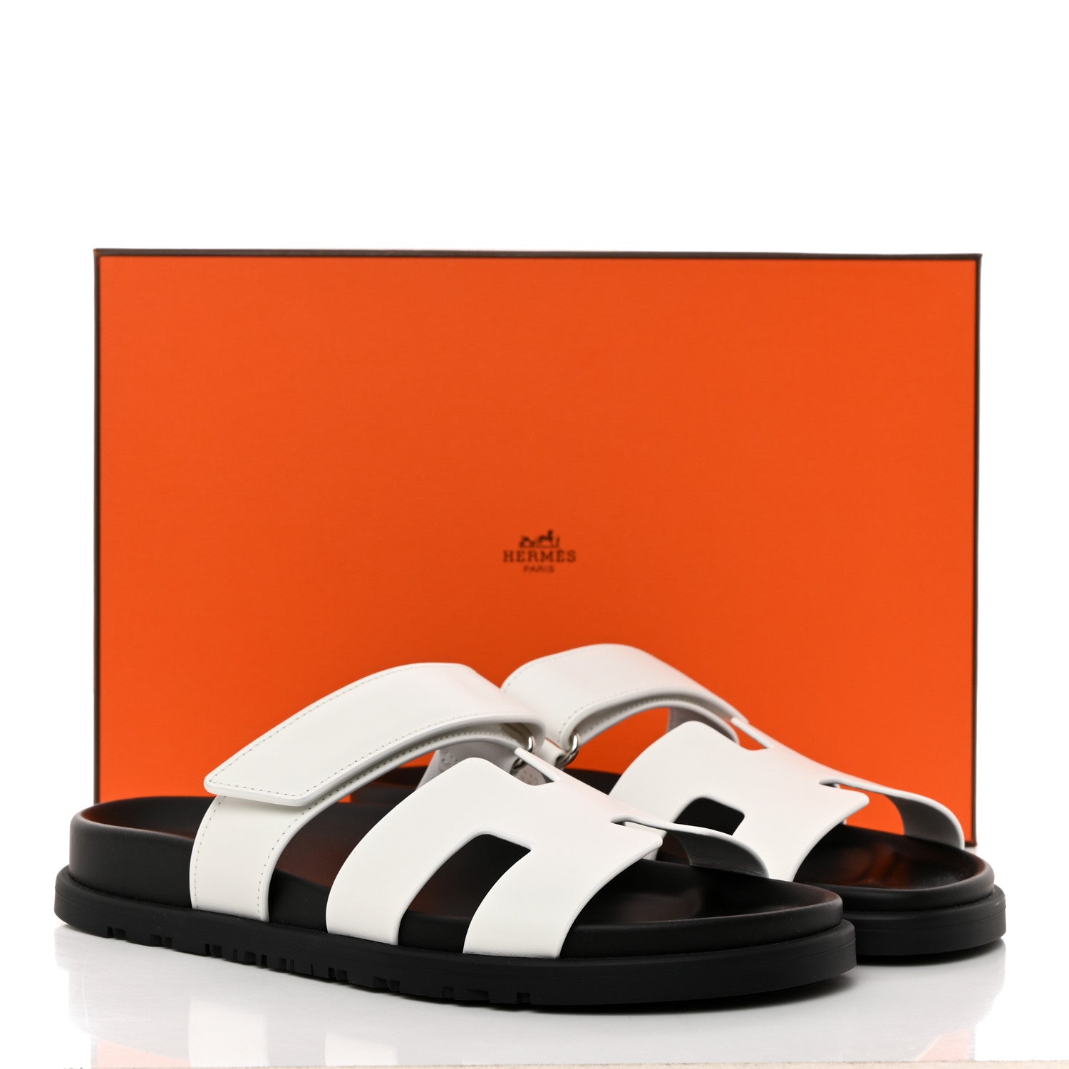 Hermes Calfskin Womens Chypre Sandals 37 White 9 of 9