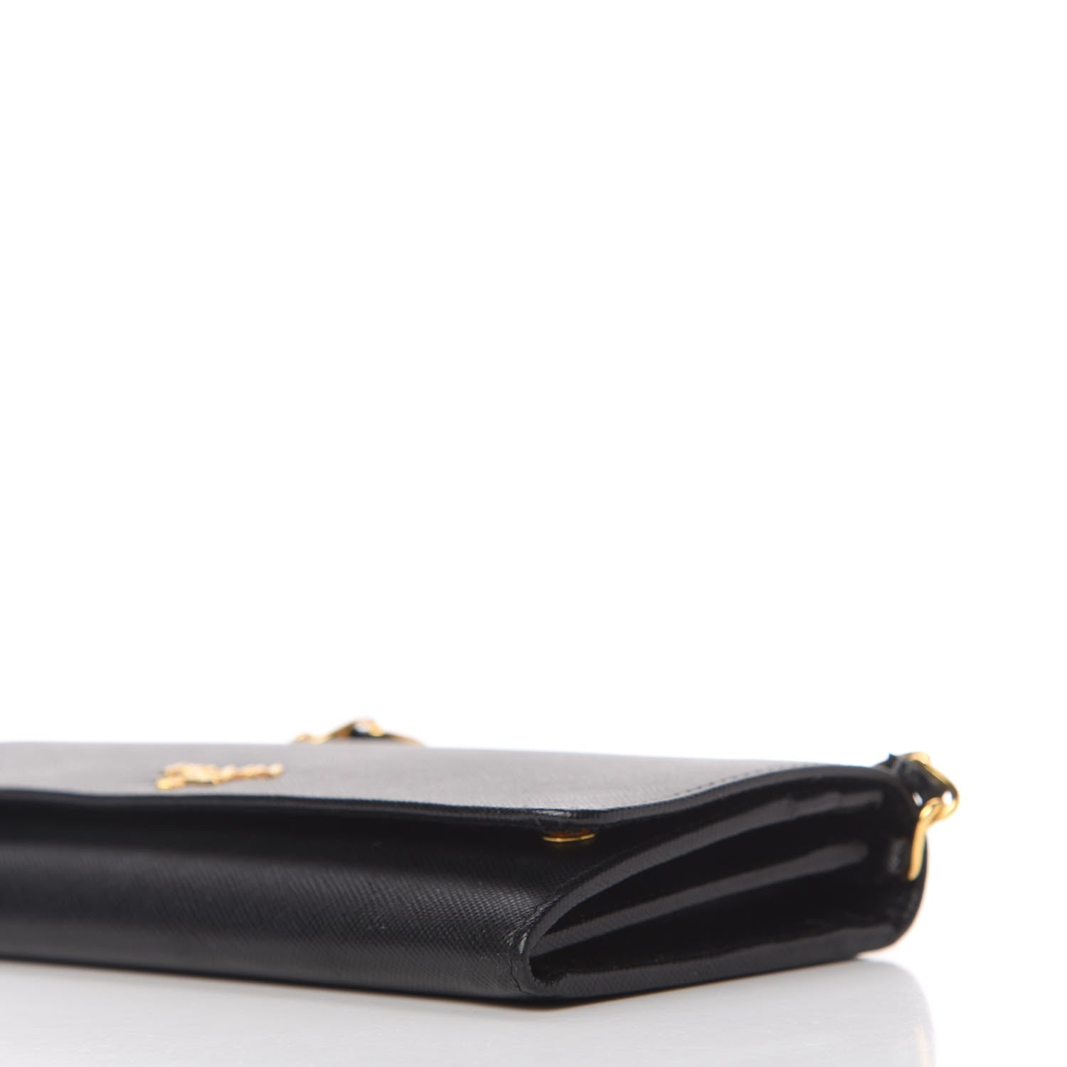 Prada Saffiano Metal Oro Chain Wallet Black 7 of 10