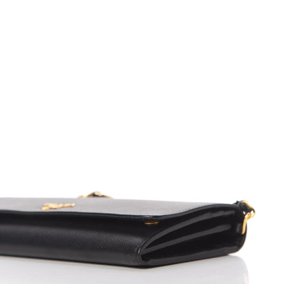 Prada Saffiano Metal Oro Chain Wallet Black 7 of 10