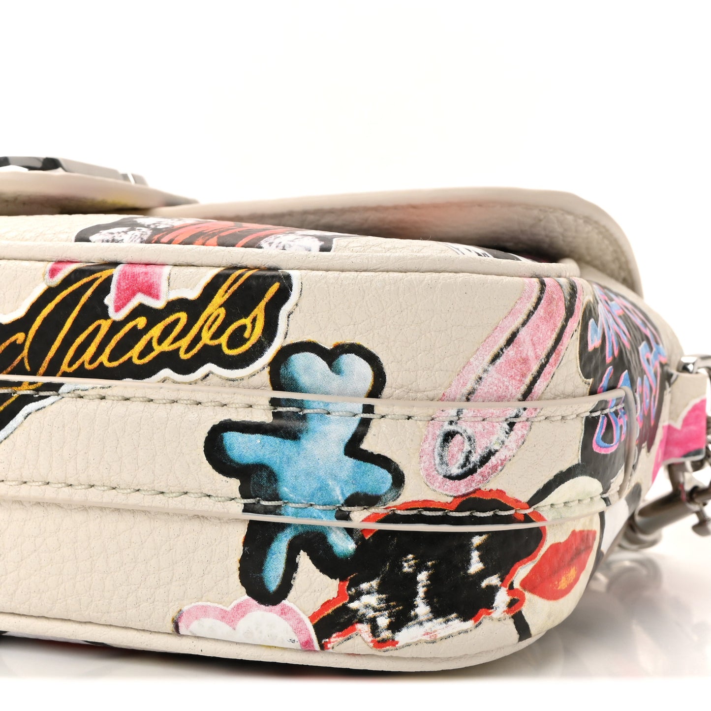 Grained Calfskin The Clover Sticker Shoulder Bag White Multicolor