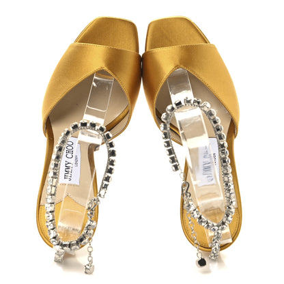 Jimmy Choo Satin Crystal Saeda 125 Platform Sandals 37 Sunflower Yellow 2 of 9