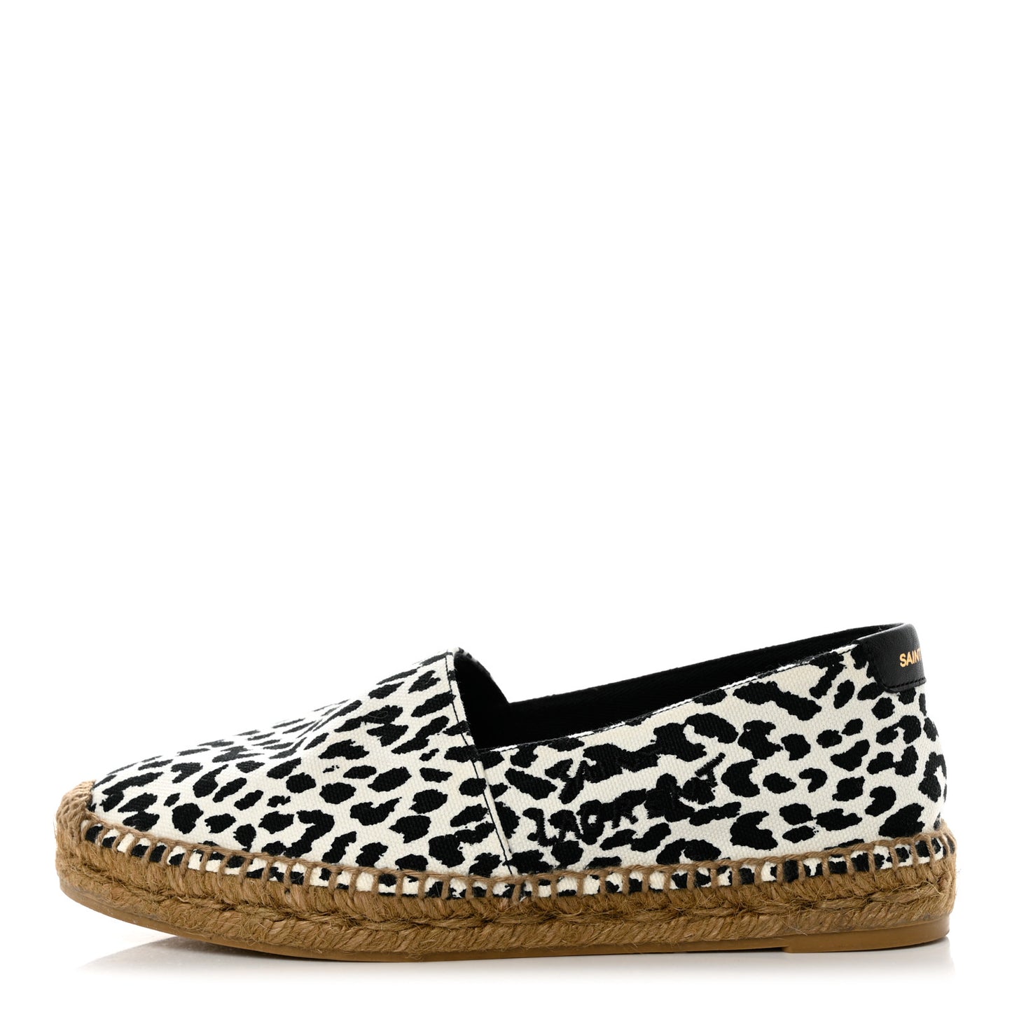 Canvas Leopard Print Espadrilles 36 Latte Black