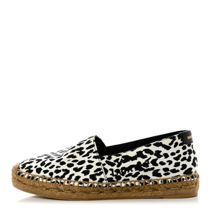 Saint Laurent Canvas Leopard Print Espadrilles 36 Latte Black 1 of 10