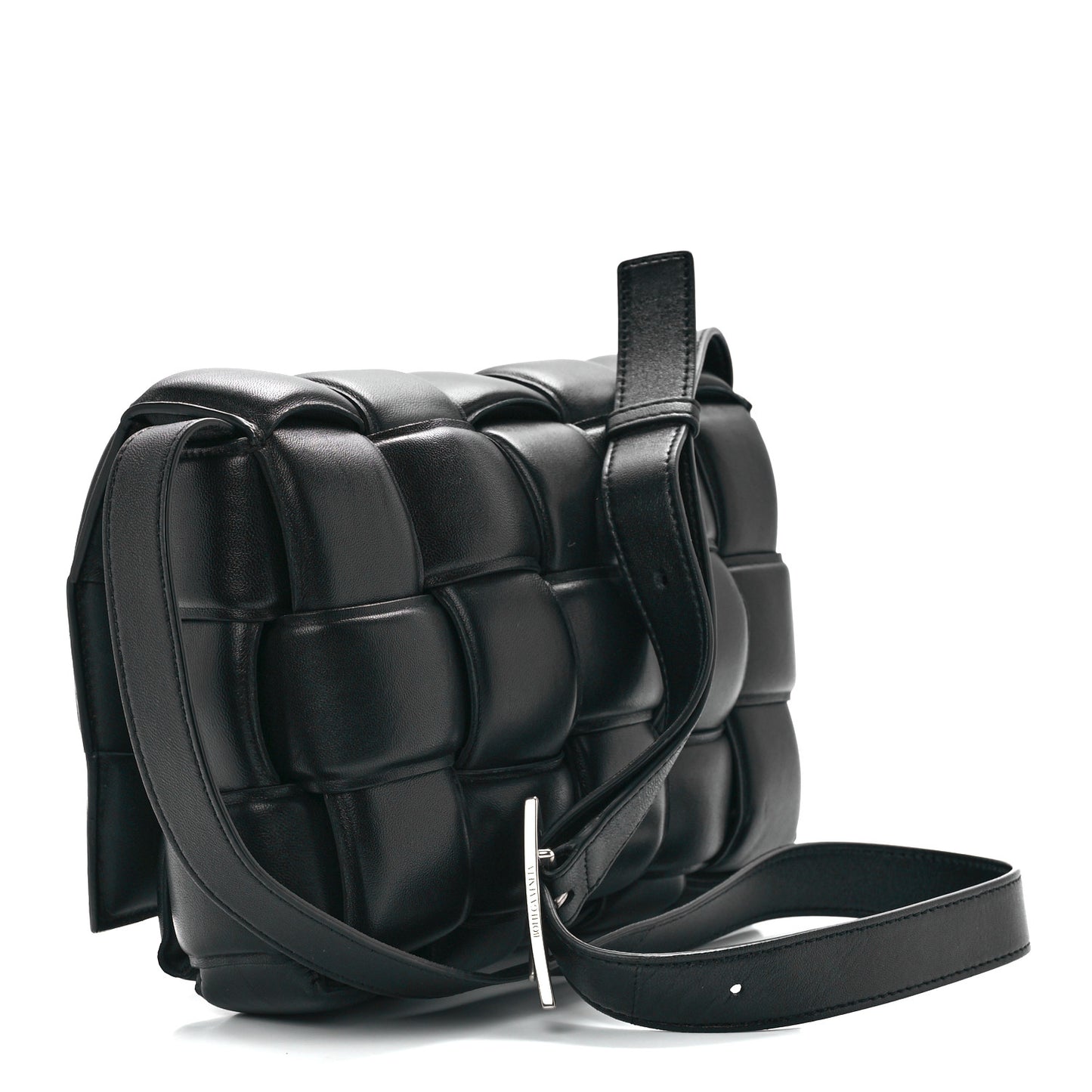 Nappa Maxi Intreccio Padded Cassette Crossbody Bag Black