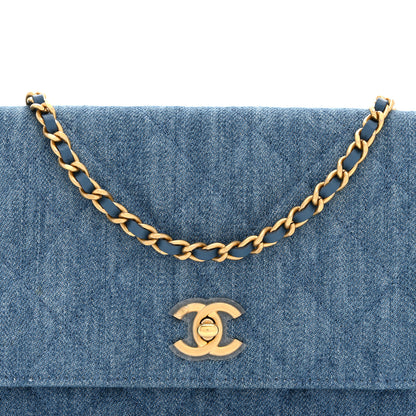 Chanel Denim Quilted CC Pearl Crush Wallet on Chain WOC Blue 9 of 11