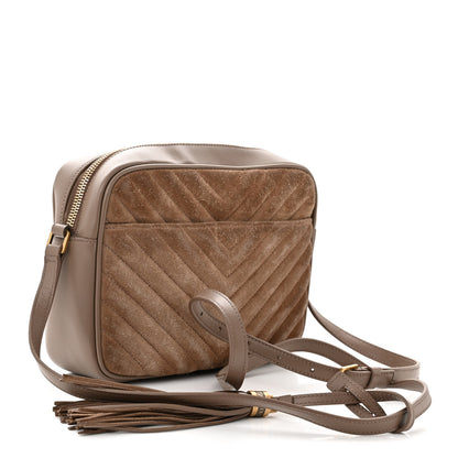 Saint Laurent Suede Matelasse Monogram Lou Camera Bag Taupe 3 of 10