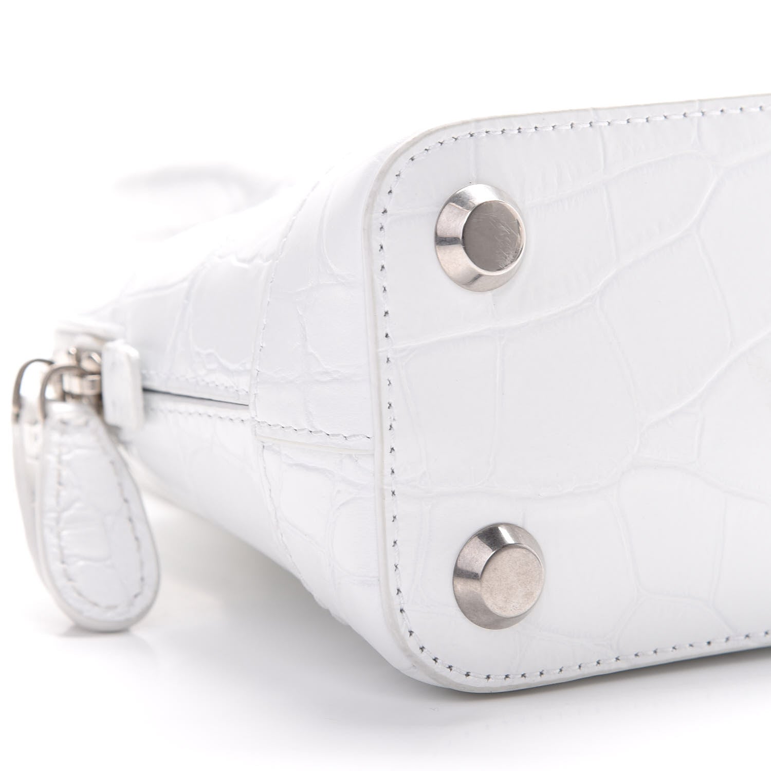 Balenciaga Calfskin Crocodile Embossed XXS Ville Top Handle Bag White Black 8 of 12