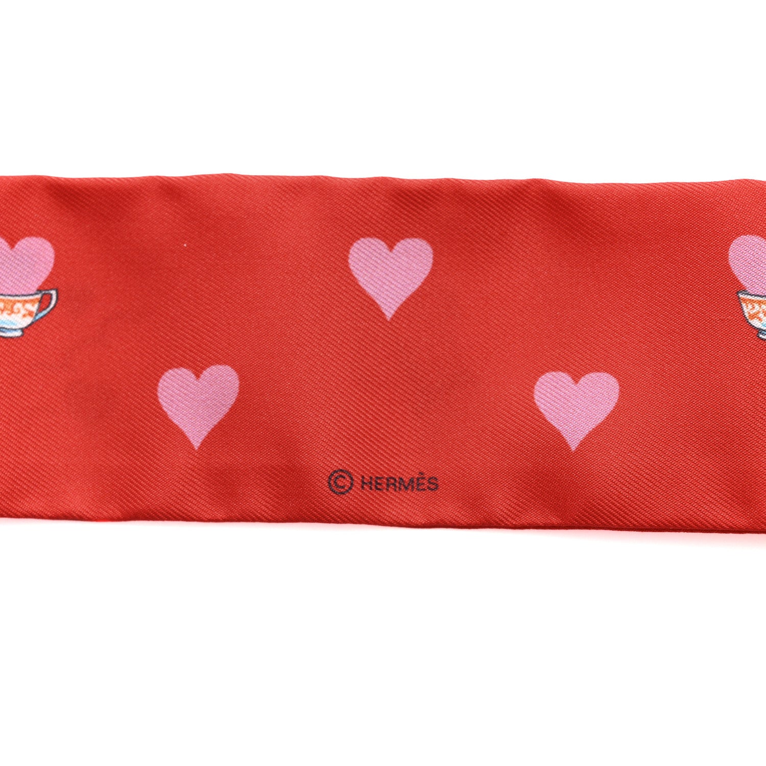 Hermes Silk Tea Time Twilly Rouge Vif Vert Multicolor 4 of 4