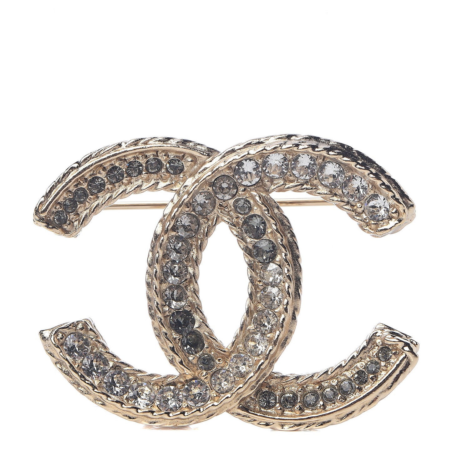 Crystal CC Brooch Pin Light Gold
