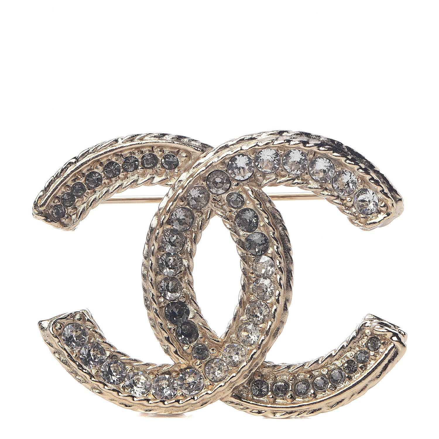 Chanel Crystal CC Brooch Pin Light Gold 1 of 4