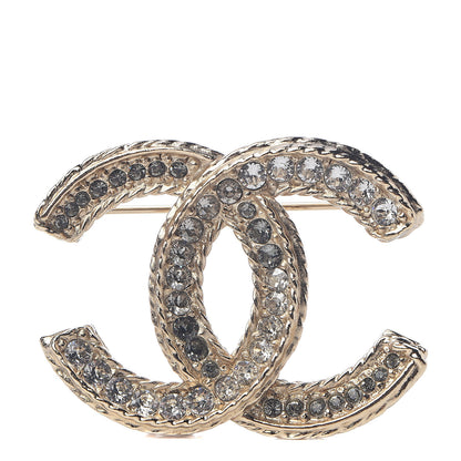 Chanel Crystal CC Brooch Pin Light Gold 1 of 4