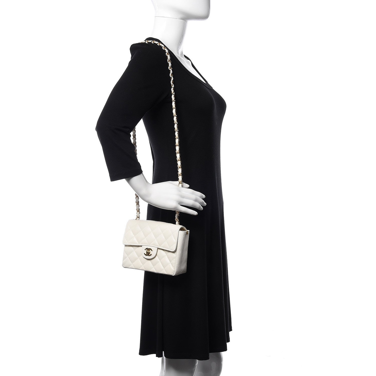 Chanel Caviar Quilted Mini Square Flap White 2 of 14