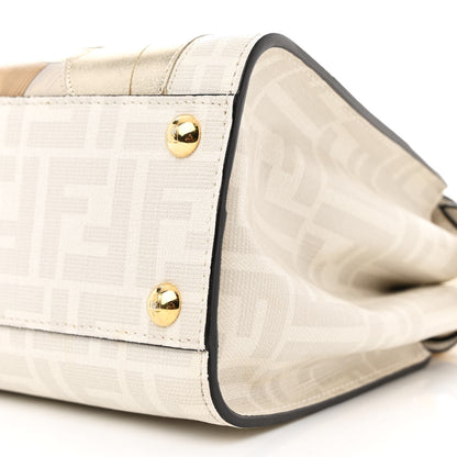 Fendi Glazed Fabric Nappa FF Disco Girls Inlay Mini Peekaboo Iconic Satchel Bianco Perla Multicolor 11 of 11