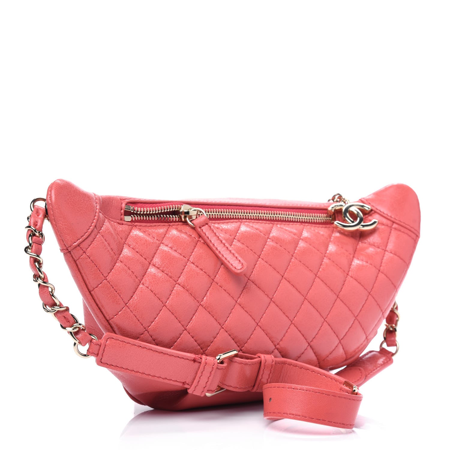 Chanel Crumpled Glazed Lambskin Quilted Waist Bag Fanny Pack Pink 2 of 12