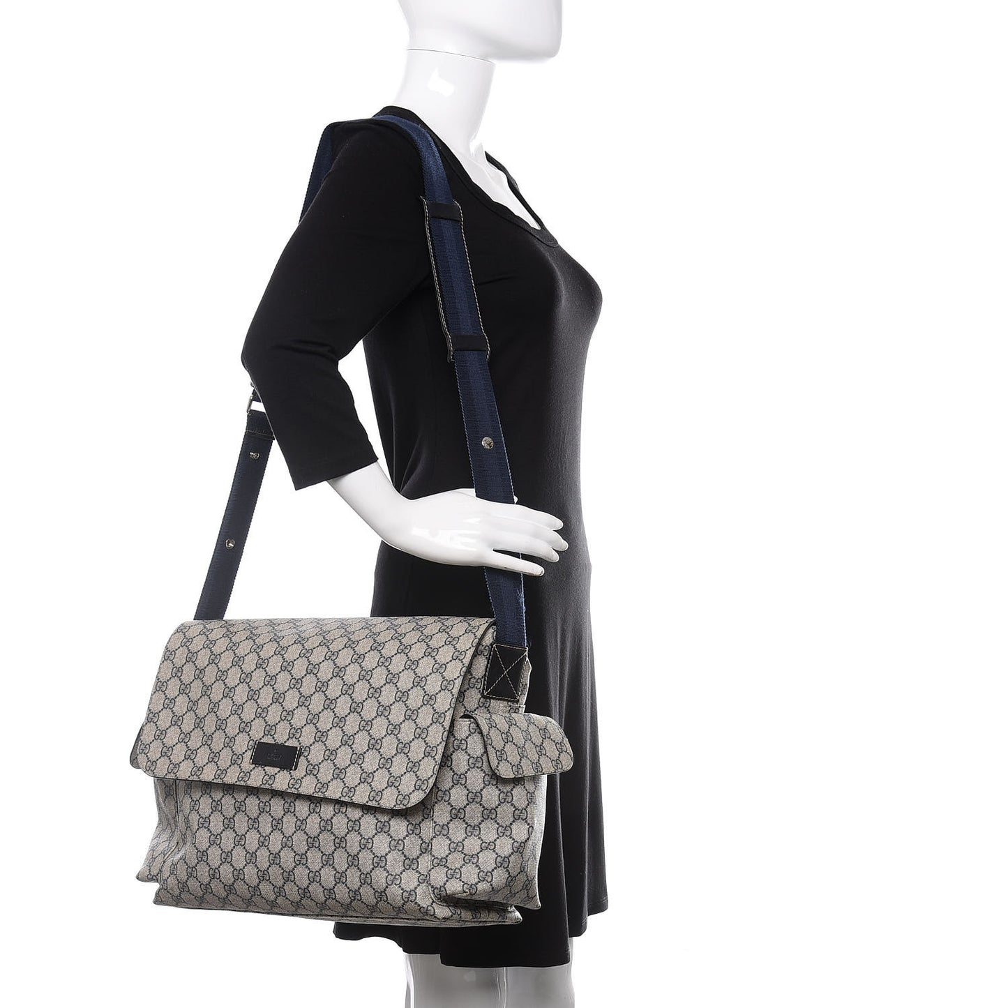 GG Plus Monogram Messenger Diaper Bag Navy