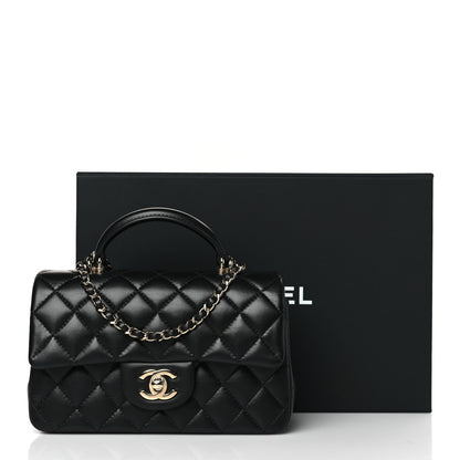 Chanel Lambskin Quilted Mini Top Handle Rectangular Flap Black 10 of 10
