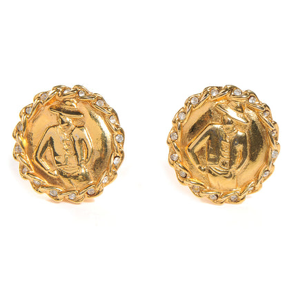 Chanel CC Coco Gold Crystal Clip On Earrings 1 of 4