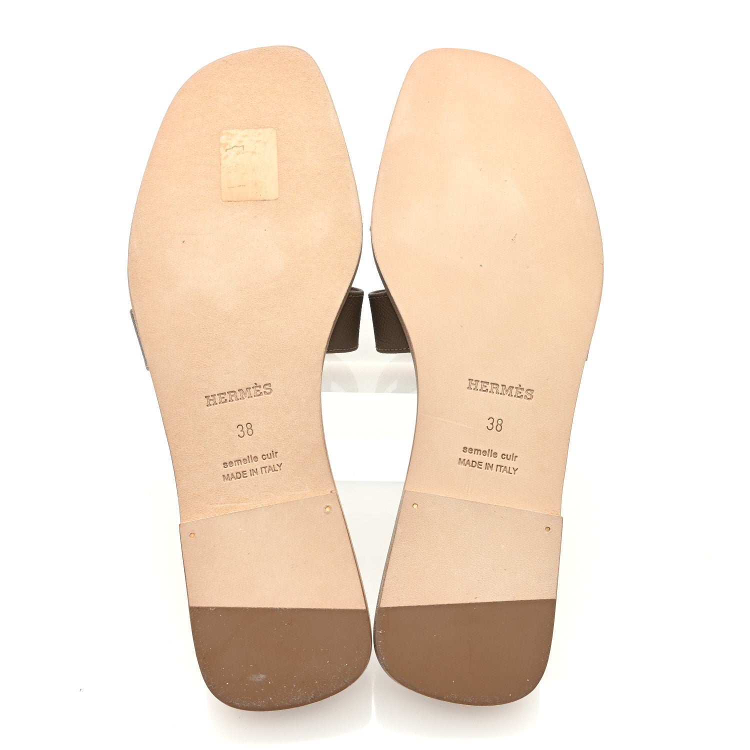 Hermes Epsom Oran Sandals 38 Etoupe 5 of 9