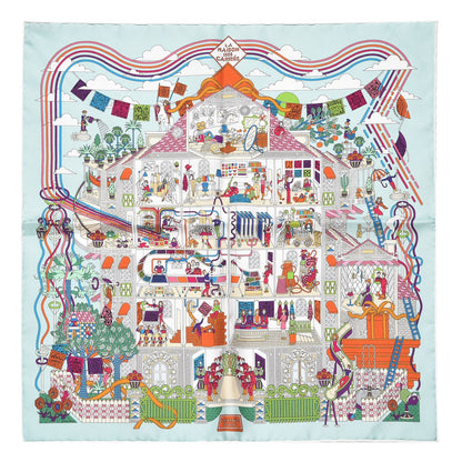 Hermes Silk La Maizeon des Carres Pocket Square Scarf 1 of 8