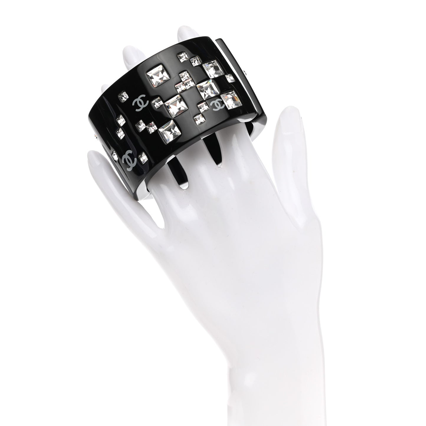 Resin Baguette Crystal CC Cuff Black