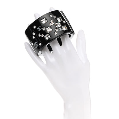 Chanel Resin Baguette Crystal CC Cuff Black 2 of 4