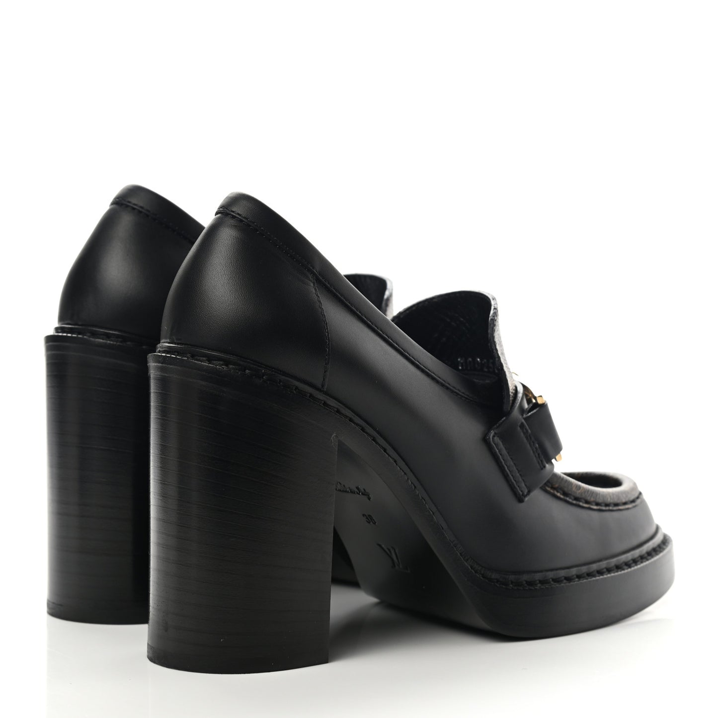 Monogram Calfskin Academy Loafers Pumps 38 Black