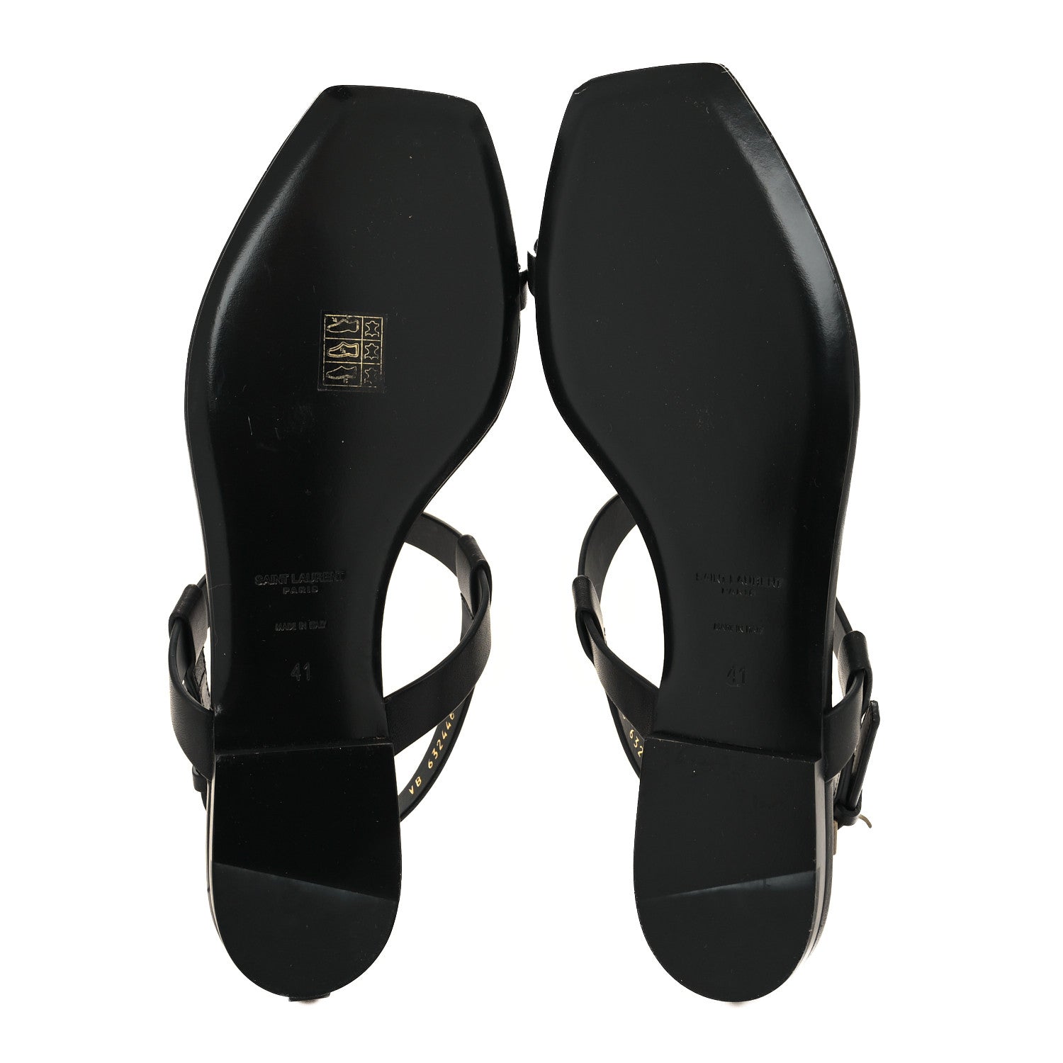 Saint Laurent Patent Calfskin Cassandra Monogram Sandals 41 Black 5 of 8