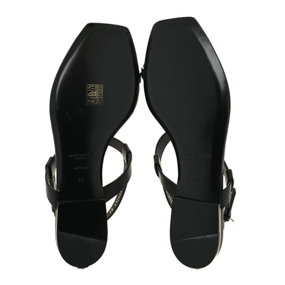 Saint Laurent Patent Calfskin Cassandra Monogram Sandals 41 Black 5 of 8