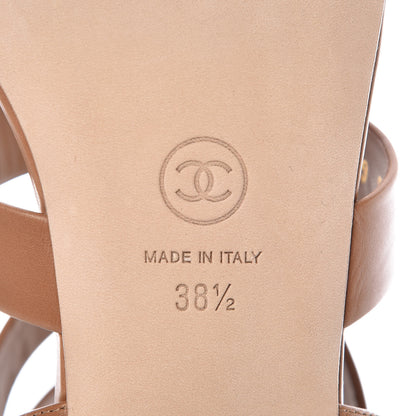 Chanel Calfskin Gladiator Sandals 38.5 Brown 7 of 10