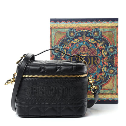Christian Dior Lambskin Cannage Small Diortravel Vanity Case Black 10 of 11