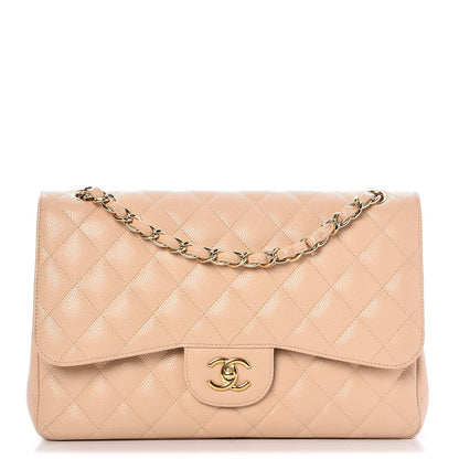 Chanel Caviar Quilted Jumbo Double Flap Beige Clair 1 of 9