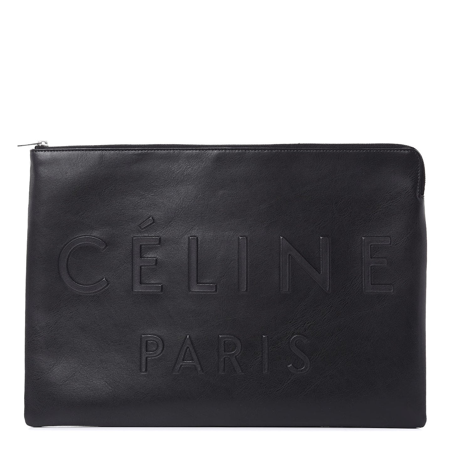Calfskin Large Made In Clutch Pouch Black
