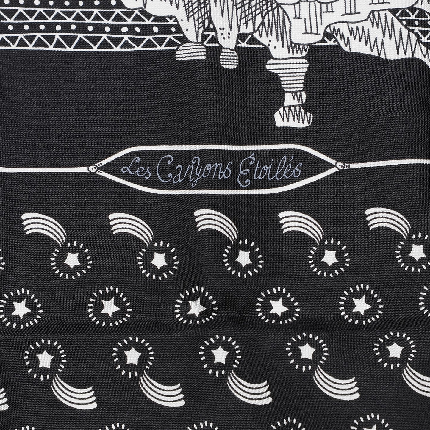 Silk Les Canyons Etoiles Bandana Scarf 55 Noir Blanc Noir