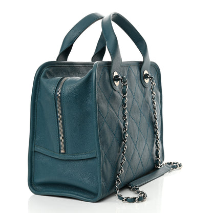 Chanel Caviar Quilted Deauville Bowling Bag Blue 3 of 13