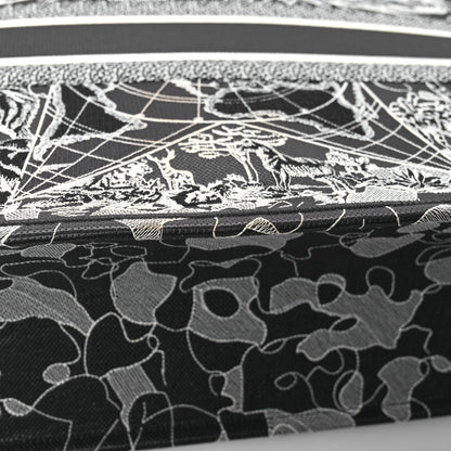 Christian Dior Canvas Embroidered Large Around The World Book Tote Black White 13 of 14