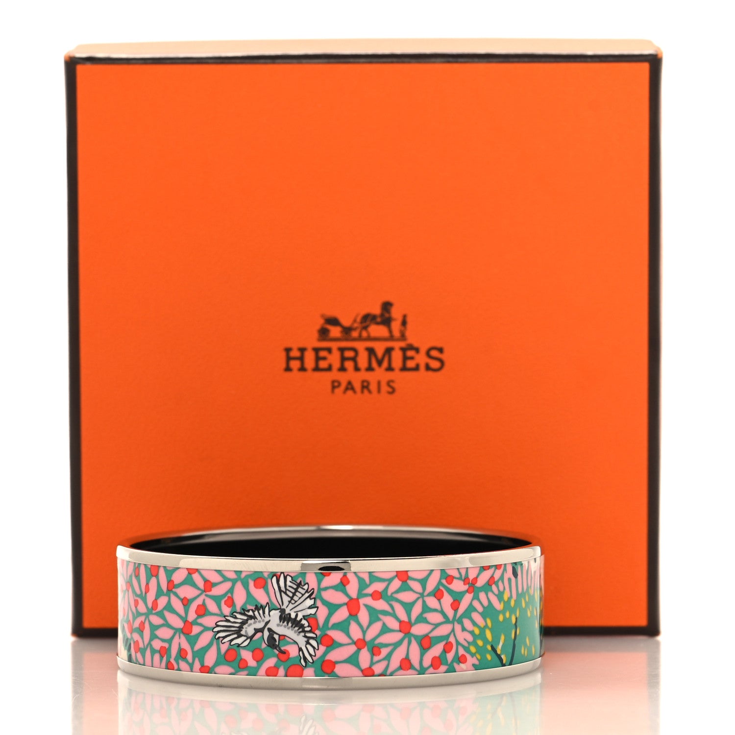 Hermes Enamel Printed Wide Dans un Jardin Anglais Bracelet 65 Baroque 6 of 6