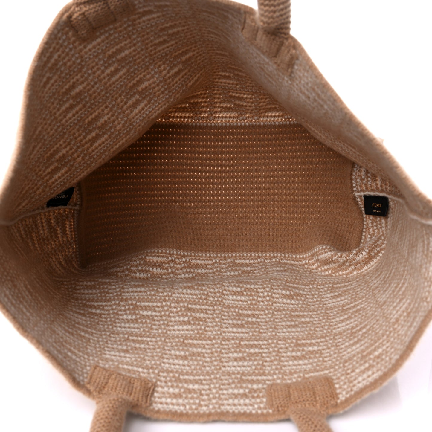 Cashmere Knit FF Large Shopper Tote Cammello